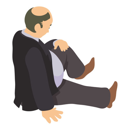 Old man icon isometric vector. Overweight elderly man with receding hairline. Human, person, adultのイラスト素材
