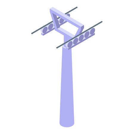 Ski lift cable icon isometric vector. Winter travel. Snow skierのイラスト素材