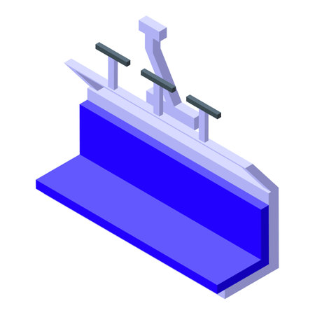 Ski lift blue bench icon isometric vector. Winter travel. Resort snowのイラスト素材