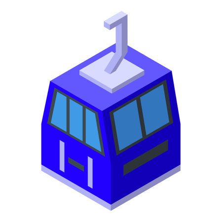 Blue ski lift icon isometric vector. Winter slope. Resort alpineのイラスト素材