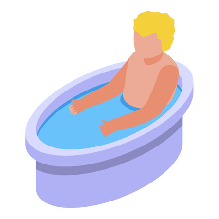 Family kid bath icon isometric vector. Happy baby. Smile youngのイラスト素材