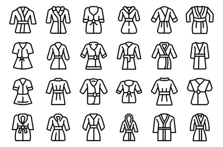 Dressing gown icons set outline vector. Satin robe. Man fashionのイラスト素材