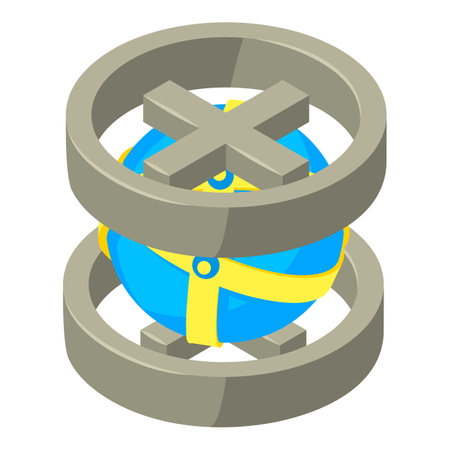 World network icon isometric vector. Globe icon and plus sign across pole icon. Global technology, e businessのイラスト素材