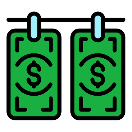 Anti-money laundry icon. Outline Anti-money laundry vector icon for web design isolated on white background color flatのイラスト素材