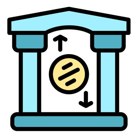 Bank reserves building icon. Outline Bank reserves building vector icon for web design isolated on white background color flatのイラスト素材