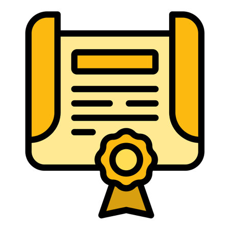 School diploma icon. Outline School diploma vector icon for web design isolated on white background color flatのイラスト素材
