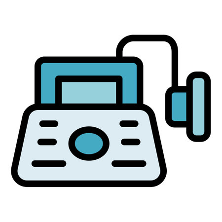 Clinical defibrillator icon. Outline Clinical defibrillator vector icon for web design isolated on white background color flatのイラスト素材