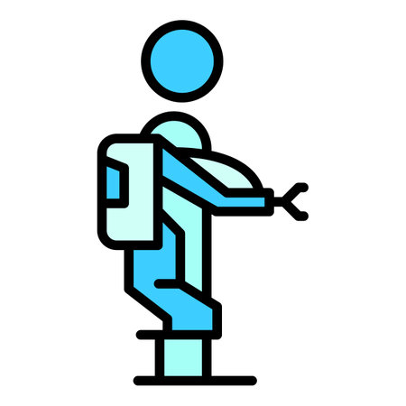 Exoskeleton man icon outline vector. Robot suit. Wearable body color flatのイラスト素材