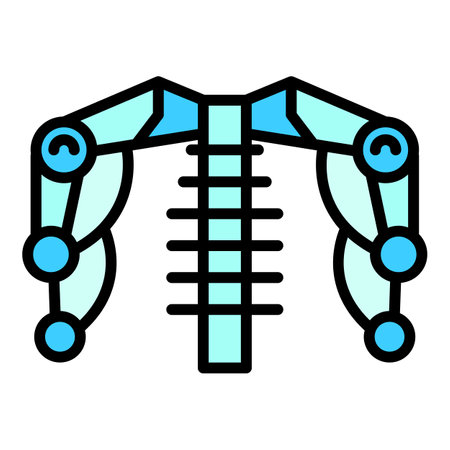 Exoskeleton hand icon outline vector. Artificial robot. Body tech color flatのイラスト素材