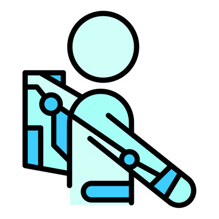 Body tech icon outline vector. Exoskeleton suit. Robot man color flatのイラスト素材