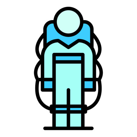 Army exosuit icon outline vector. Robot suit. Exoskeleton future color flatのイラスト素材