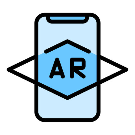Smartphone ar icon. Outline Smartphone ar vector icon for web design isolated on white background color flatのイラスト素材