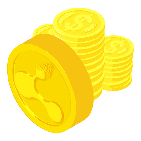 Bitconnect cryptocurrency icon isometric vector. Bitconnect coin and coin stack. Digital money, cryptocurrency conceptのイラスト素材