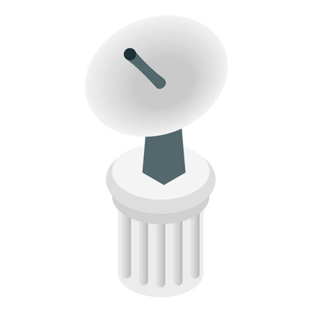 Telecommunication equipment icon isometric vector. Satellite antenna on column. Parabolic antenna, telecommunication technologyのイラスト素材