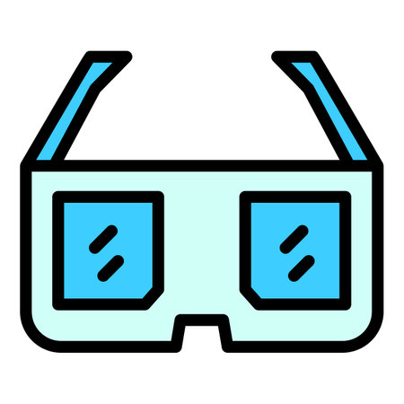 Cinema glasses icon. Outline Cinema glasses vector icon for web design isolated on white background color flatのイラスト素材