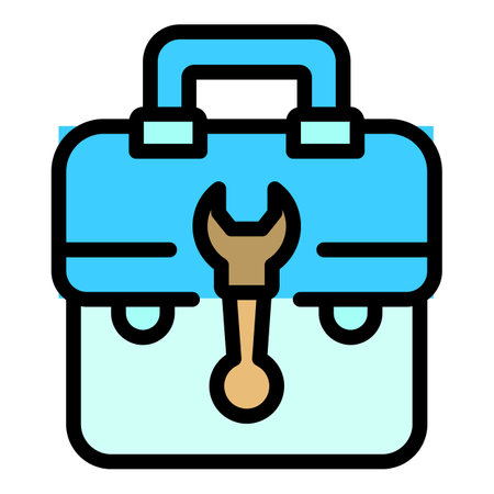 Repair service suitcase icon. Outline Repair service suitcase vector icon for web design isolated on white background color flatのイラスト素材