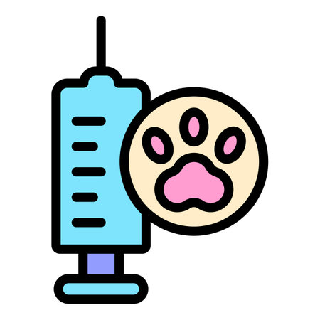 Veterinary clinic syringe icon. Outline Veterinary clinic syringe vector icon for web design isolated on white background color flatのイラスト素材