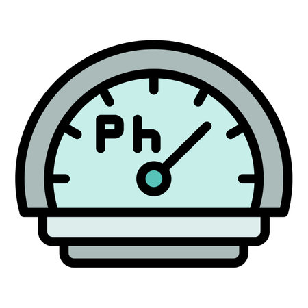 Display ph meter icon. Outline Display ph meter vector icon for web design isolated on white background color flatのイラスト素材