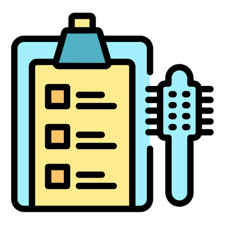 Curly hair clipboard icon. Outline Curly hair clipboard vector icon for web design isolated on white background color flatのイラスト素材