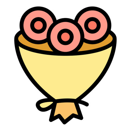 Collection flower bouquet icon. Outline Collection flower bouquet vector icon for web design isolated on white background color flatのイラスト素材