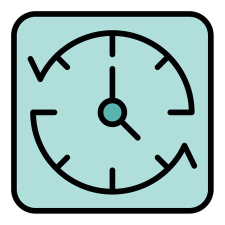 Late work wall clock icon. Outline Late work wall clock vector icon for web design isolated on white background color flatのイラスト素材