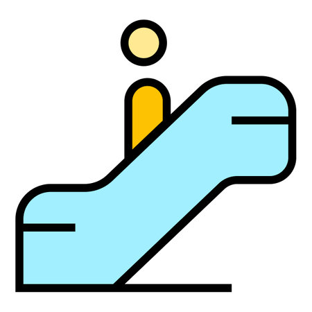 Subway escalator icon. Outline Subway escalator vector icon for web design isolated on white background color flatのイラスト素材