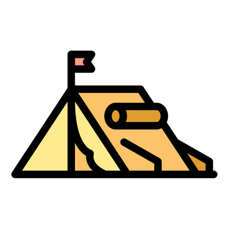 Expedition tent icon. Outline Expedition tent vector icon for web design isolated on white background color flatのイラスト素材