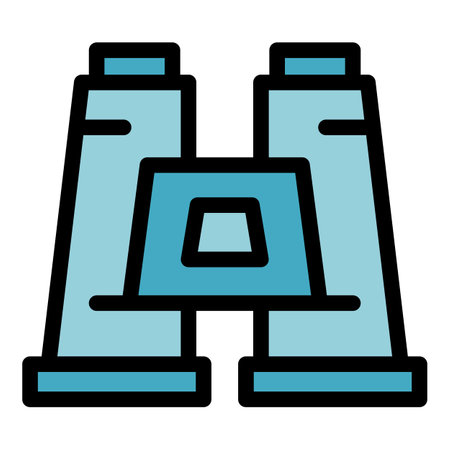 Expedition binoculars icon. Outline Expedition binoculars vector icon for web design isolated on white background color flatのイラスト素材