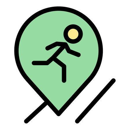 Runner app location icon. Outline Runner app location vector icon for web design isolated on white background color flatのイラスト素材