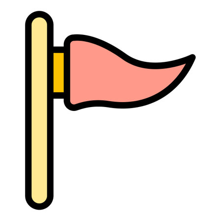 Campsite flag icon. Outline Campsite flag vector icon for web design isolated on white background color flatのイラスト素材