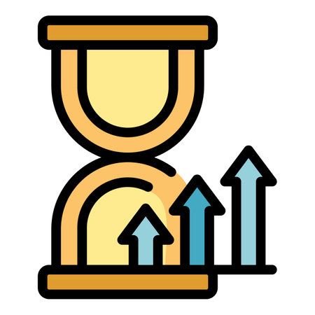 Management hourglass icon outline vector. Business time. Work project color flat