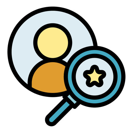 Search manager cv icon outline vector. Management job. Work business color flatのイラスト素材