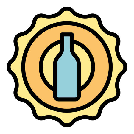 Beer cap icon outline vector. Bottle top. Lid badge color flatのイラスト素材