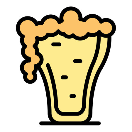 Full beer mug icon outline vector. Foam glass. Pint toast color flatのイラスト素材