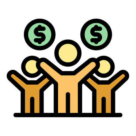 Finance happy family icon outline vector. home dream. people insurance color flat