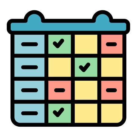 school schedule icon outline vector. week timetable. Lesson calendar color flatのイラスト素材