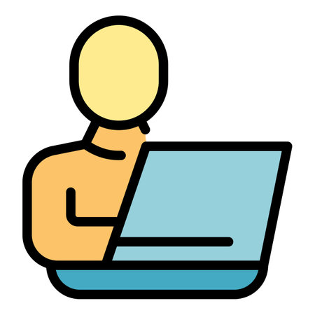 Home student icon outline vector. online study. remote school color flatのイラスト素材