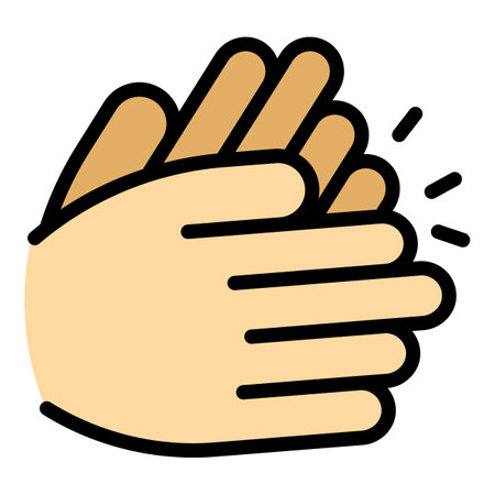 Big handclap icon outline vector. Finger hand clap. People support color flatのイラスト素材