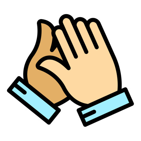 Clapping icon outline vector. People hand clap. Public support color flatのイラスト素材