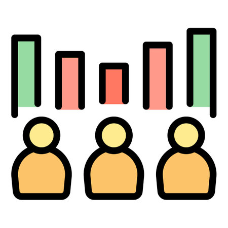 Voting results icon outline vector. Election vote. Online choice color flatのイラスト素材