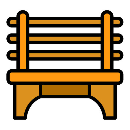 Classic park bench icon outline vector. wood garden. Street outdoor color flatのイラスト素材