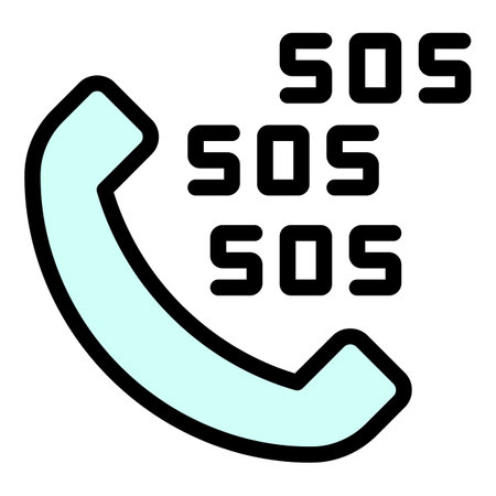 Sos call safety icon outline vector. phone bell. risk crisis color flatのイラスト素材