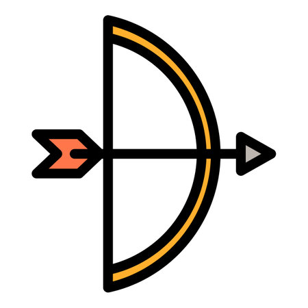 Archer longbow icon outline vector. bow arrow. Archery sport color flatのイラスト素材
