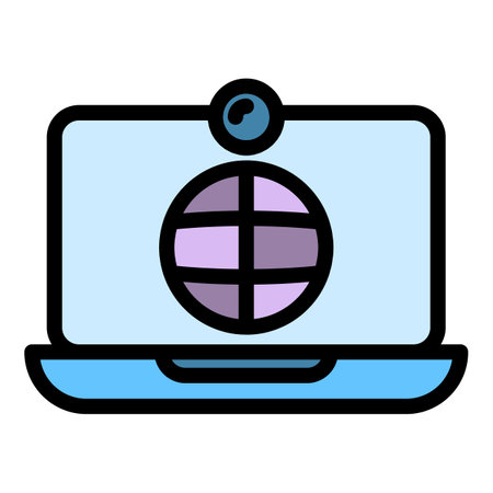 International course icon outline vector. Online training. University webinar color flatのイラスト素材