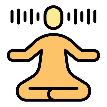 Human meditate icon outline vector. yoga relax. Healthy mind color flatのイラスト素材