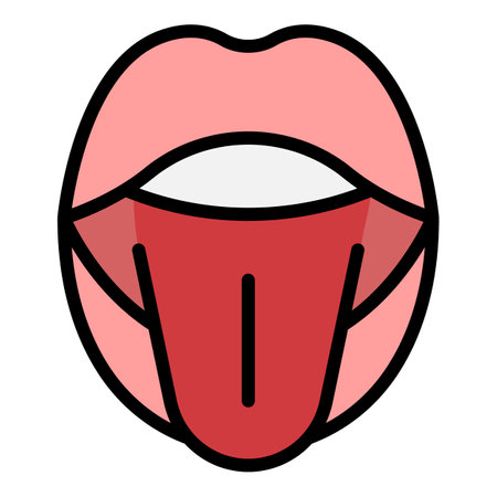 Mouth animation icon outline vector. Lip pronunciation. face expression color flatのイラスト素材