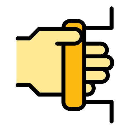 Door handle access icon outline vector. security lock. Protection entrance color flatのイラスト素材