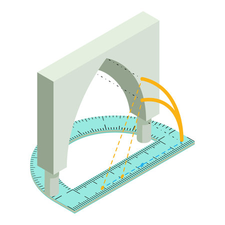 Architectural project icon isometric vector. Arch project and plastic protractor. Designing, building, engineeringのイラスト素材
