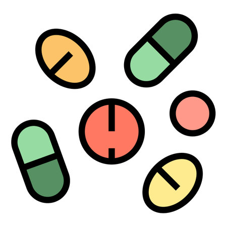 Medical capsule pill icon outline vector. Pharmacy pill. Health emergency color flatのイラスト素材