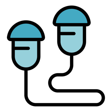 Noise earplugs icon outline vector. Quiet protection. Listen reduction color flatのイラスト素材